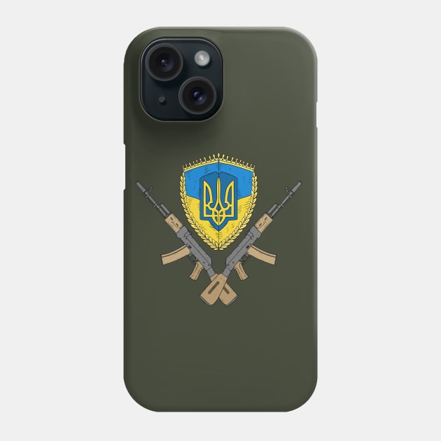 Ukrainian flag with AK47 rifles. Phone Case by JJadx