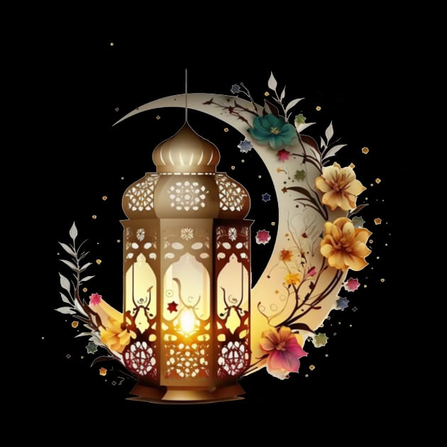 Ramadan lantern lamp with moon floral by KAWAIIBYHM