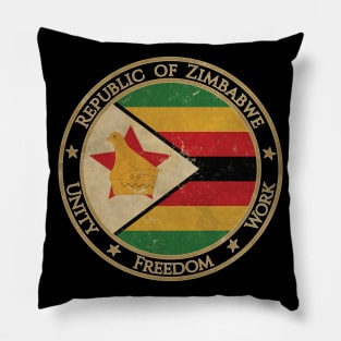 Vintage Republic of Zimbabwe Africa African Flag Pillow