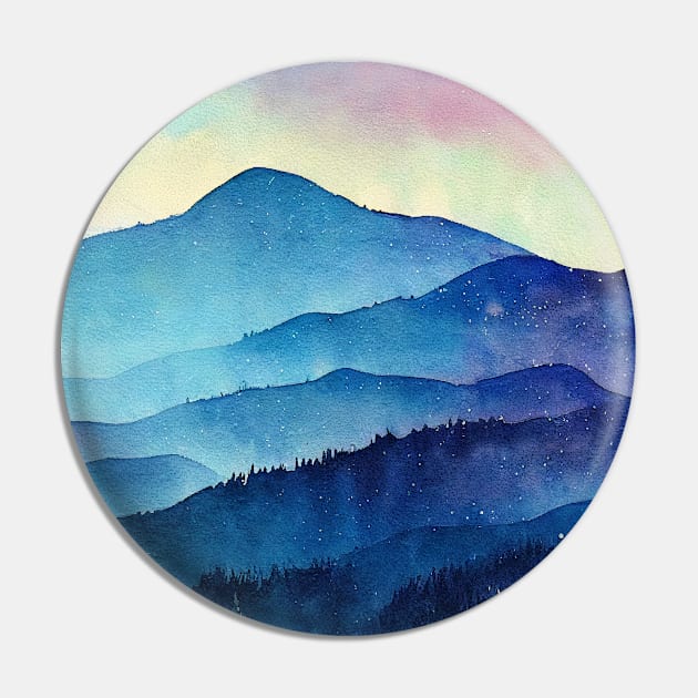 Watercolor mountains landscape Pin by redwitchart