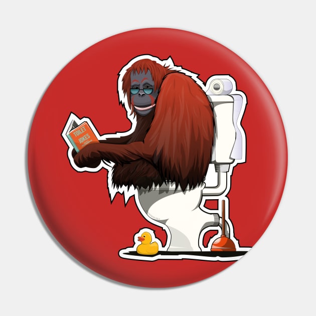 Orangutan on the Toilet Pin by InTheWashroom