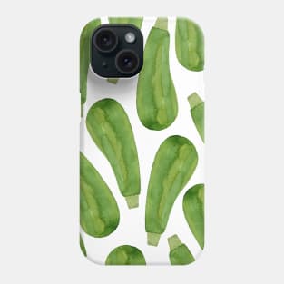 Green watercolor zucchini pattern Phone Case