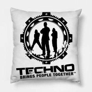 Techno Brings People Together - logo (black) Pillow