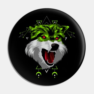 green wolf Pin