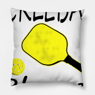 pickleball player yellow paddle Pillow