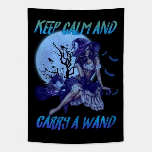 Keep Calm And Carry A Wand - Halloween Tapestry