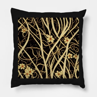 Vintage Florals Brown Sepia Neutral Abstract Design Pillow