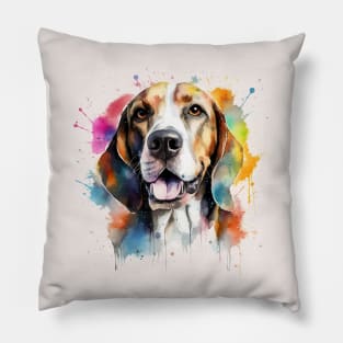 Treeing Walker Coonhound Bright Watercolor Painting Pillow