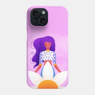 Girl with purple hair and flowers, version 2 Phone Case