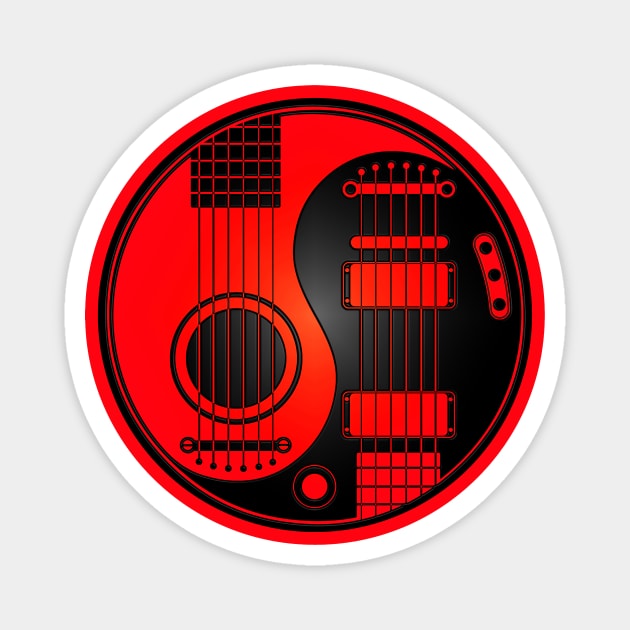 Red and Black Acoustic Electric Guitars Yin Yang Magnet by jeffbartels