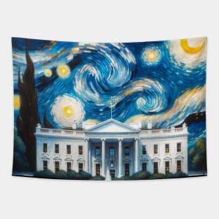 White House Washington D.C.  Starry Night - Beautiful Iconic Places Tapestry