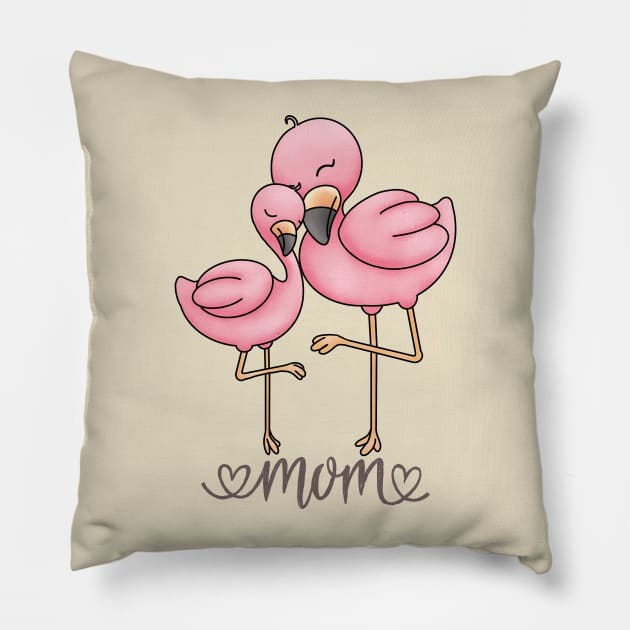 Flamingo Mom and Child Pillow by MCsab Creations