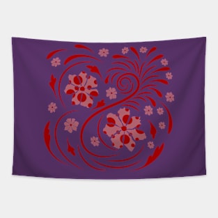 Folk flowers floral art print Flowers abstract art Tapestry