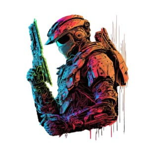 Halo Master Chief Neon - Original Artwork T-Shirt