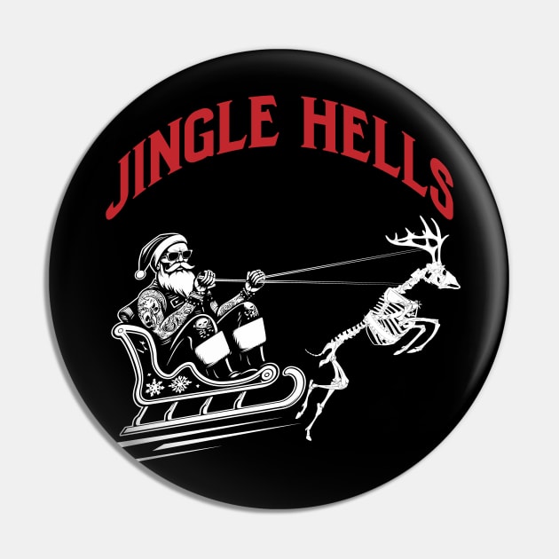 Christmas Jingle Hells Santa with Skeleton Reindeer Pin by DigitalNerd