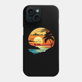 Serene Summer Vibes: Coconut Trees and Seagulls by the Beach Phone Case