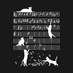 Cats Music Notes Gift T-Shirt