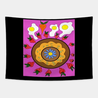 breakfast donut strawberry love Tapestry