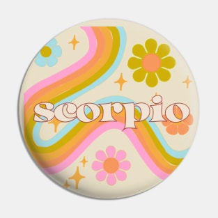 Scorpio 70s Rainbow with Flowers Pin