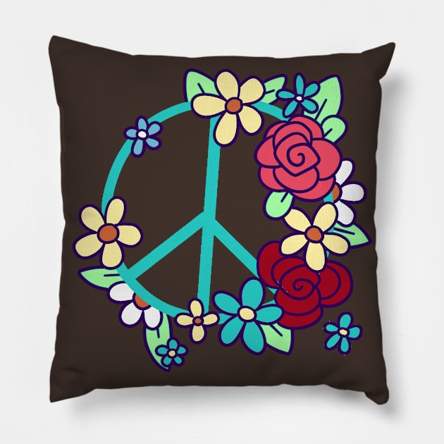 Flowery Peace Sign Pillow by saradaboru