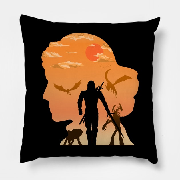 I'm coming, Ciri Pillow by Lotus Ink Mage