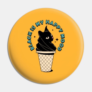 Ice Cream Black Cat in pink Pin