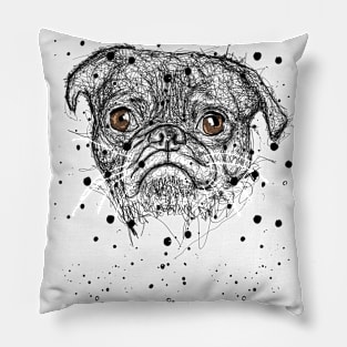 Puppy Pug Scribble Artwork Face Pillow