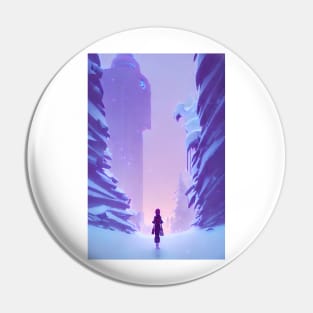 Anime Girl Night Snowy Christmas Landscape Pin