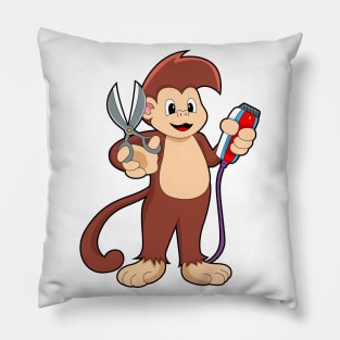 Monkey as Hairdresser with Scissors & Razor Pillow