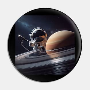 Astronaut listening to vinyl Saturn Pin