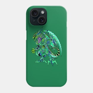 green jade mexican quetzalcoatl dragon armor mecha beast ecopop art Phone Case