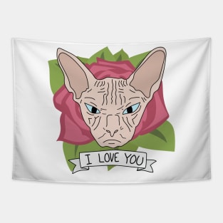 Sphynx cat loves you Tapestry