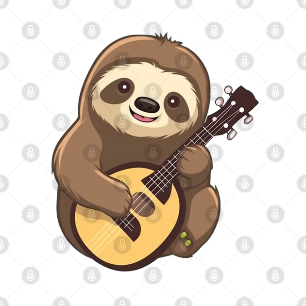 Cute Sloth Playing Guitar by Artifyio