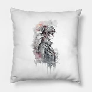 Steampunk Water Colour Woman - V1.05 Pillow