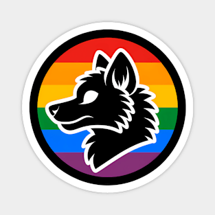 LGBTQ Pride Wolf Anthro Furry Rainbow Logo Magnet