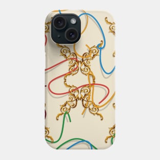Gold butterfly, colorful ribbons Phone Case