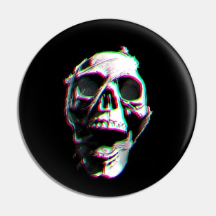 Ghost Night Spookshow Glitched Screaming Skull Pin