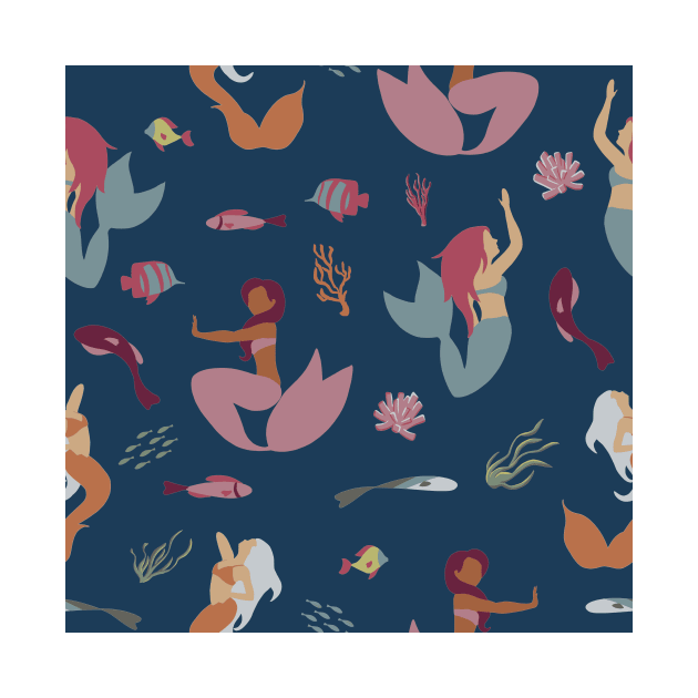 Mermaids on Navy Condensed by A2Gretchen