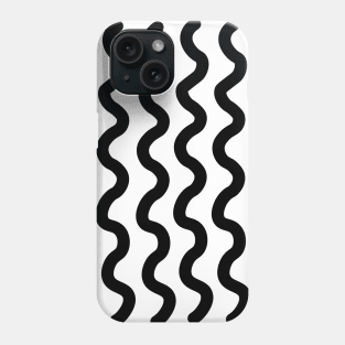 Black vertical wavy curly lines pattern Phone Case