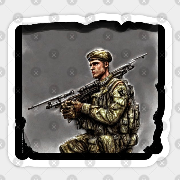 Soldier with rifle - Snipers - Sticker | TeePublic