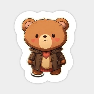 Cute Bear Cartoon Adventurer Adorable Kawaii Animal Magnet
