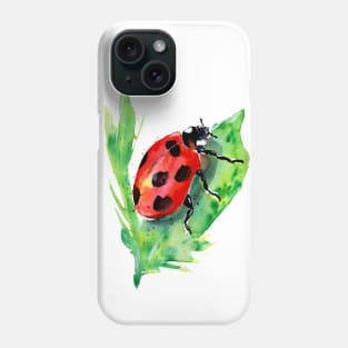 Lady Bug on a Green Leaf Phone Case