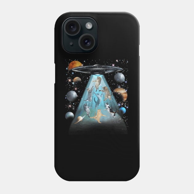 Crazy cats Flying in space Phone Case by luxury artista