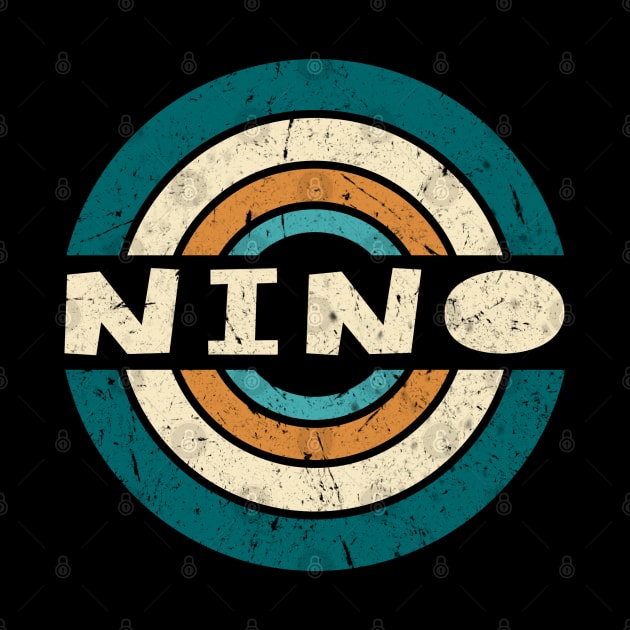 Retro Style Nino Name Birthday 70s 80s 90s Circle by Amir Dorsman Tribal