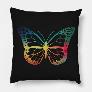 Rainbow butterfly silhouette Pillow