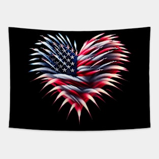 Fighter Jet Airplane American Flag Heart 4Th Of July Tapestry