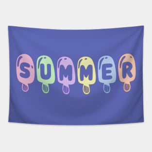 Summer: Light pastel ice cream popsicles celebrate summer vacation Tapestry