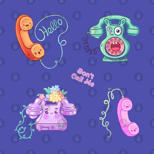 Retro Phone Characters Set by Hoda Hefzy 