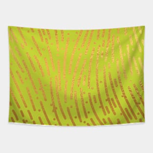 Lime Gold colored abstract lines pattern Tapestry