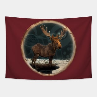 Geometric Moose Alaskan Wildlife Art Tapestry